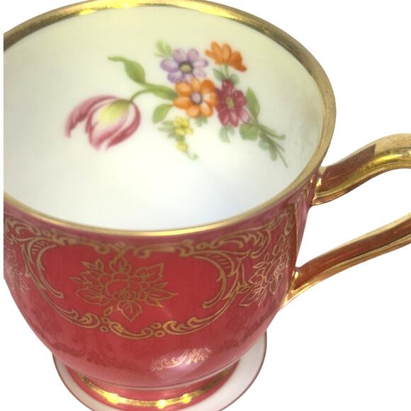 Bavaria Tirschenreuth PT Germany Demitasse Cobalt Green Rose Pink Cup Saucers 4 - Picture 9 of 15